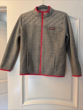 Vineyard Vines Gray Fleece Jacket with Pink Trim